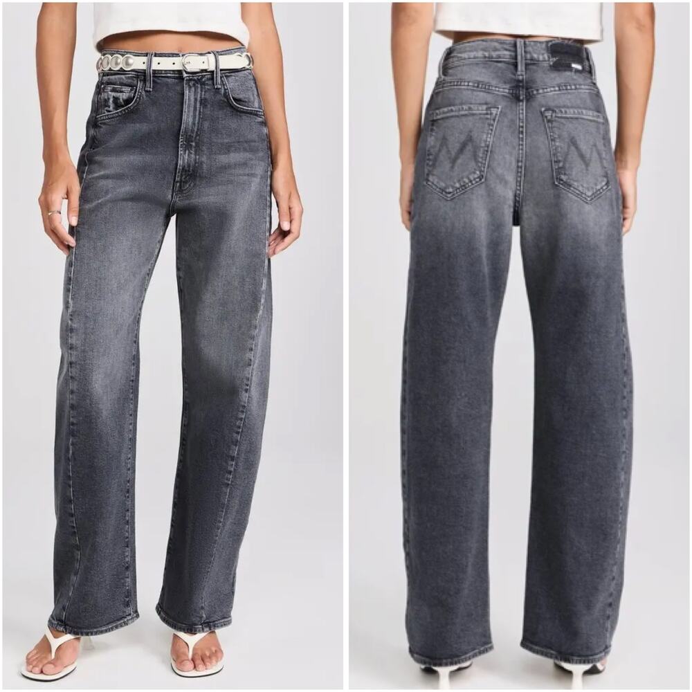 MOTHER Superior The Half Pipe Flood Jeans In Outta Sight Wide Leg Black